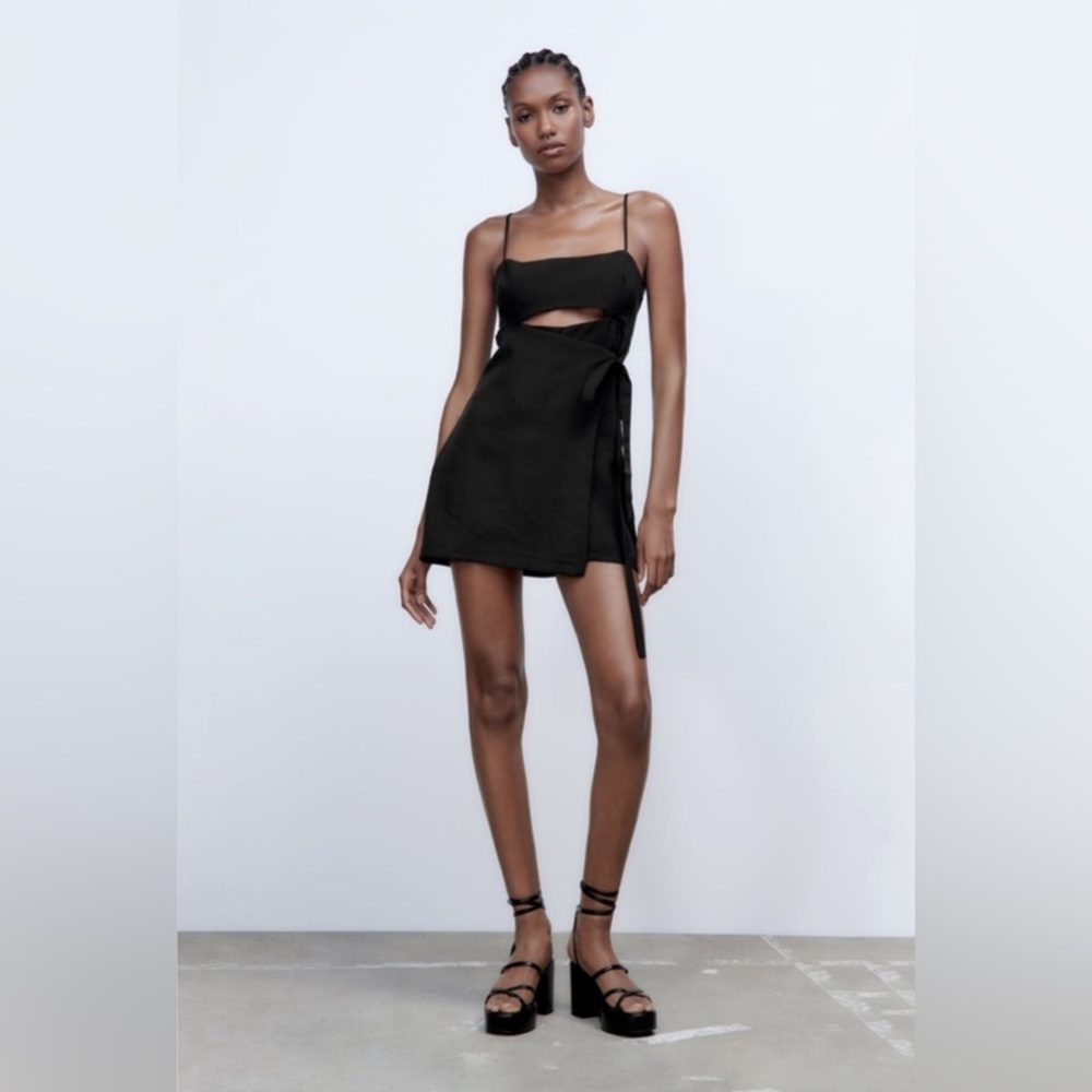 Zara Linen Blend Romper with Tie
